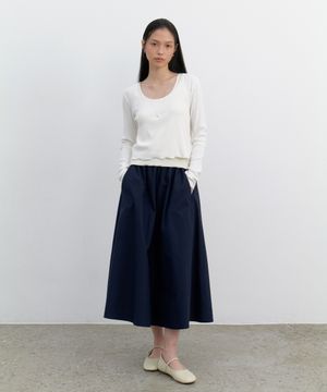 Shirring flare band skirt