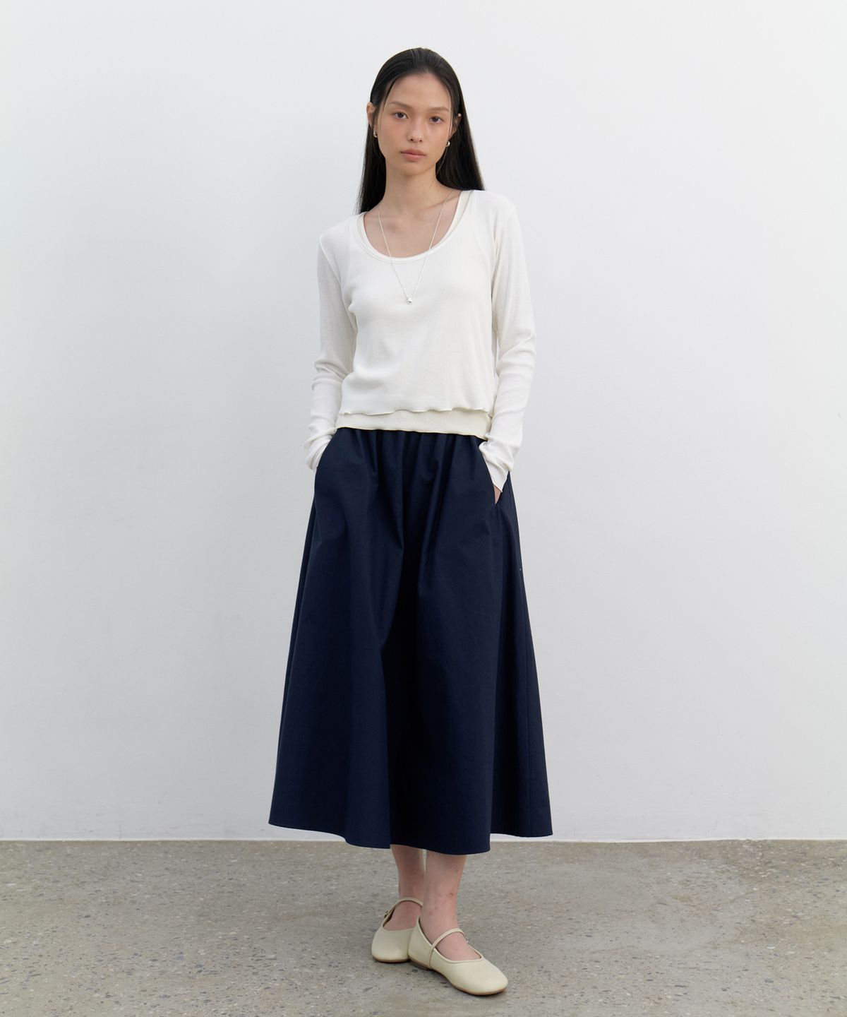 유라고(URAGO) Shirring flare band skirt