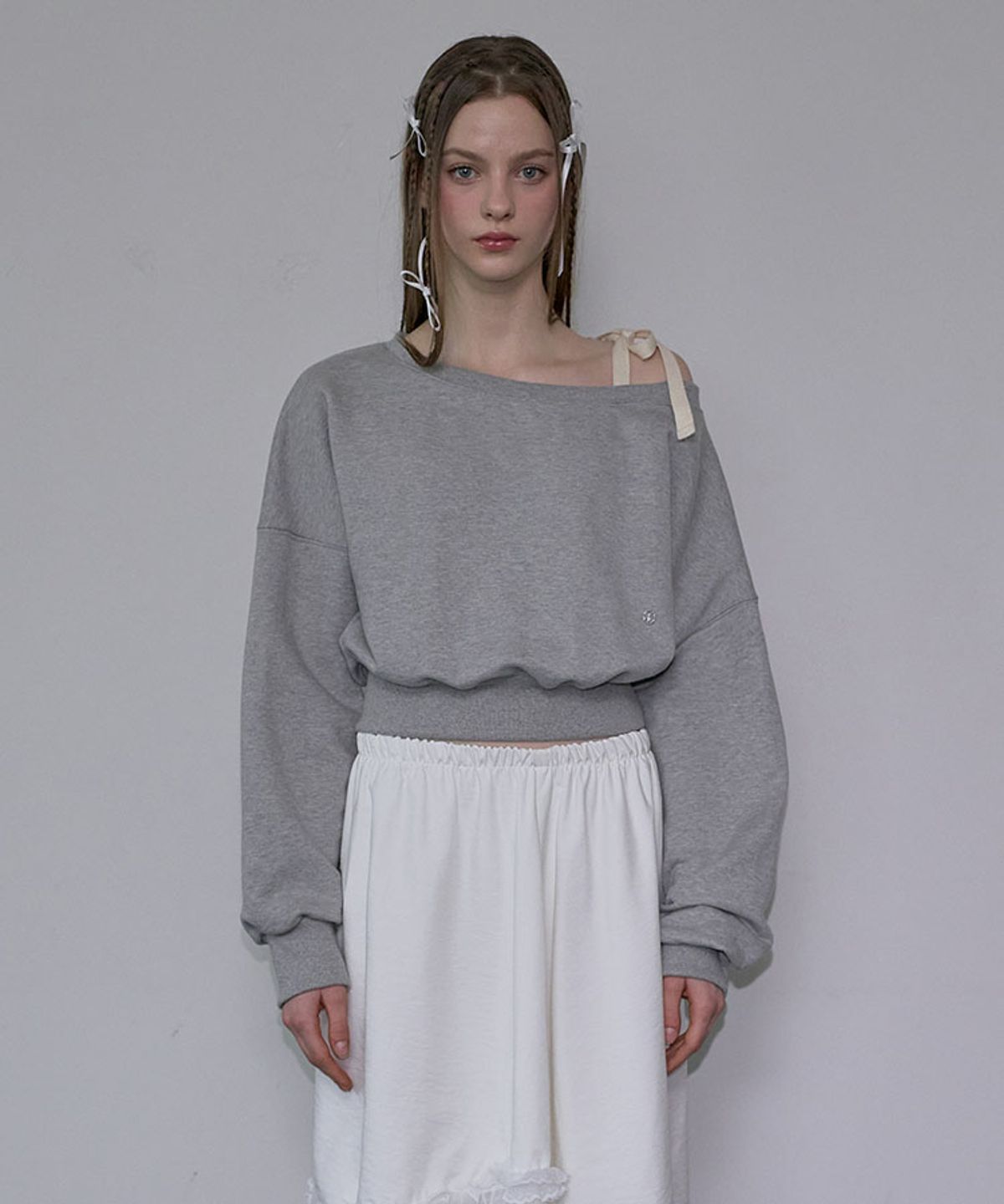 로제프란츠(ROSEFRANTZ) Strap Off shoulder Sweatshirt [Gray]