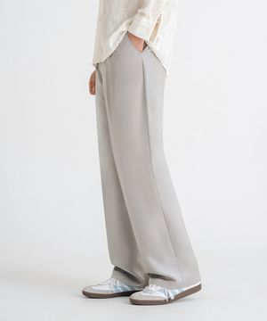 원턱 세미 와이드 히든 밴딩 슬랙스 [라이트 그레이]