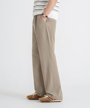 원턱 세미 와이드 히든 밴딩 슬랙스 [베이지]