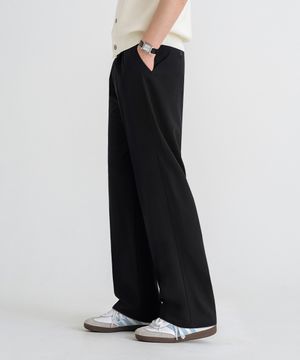 원턱 세미 와이드 히든 밴딩 슬랙스 [블랙]