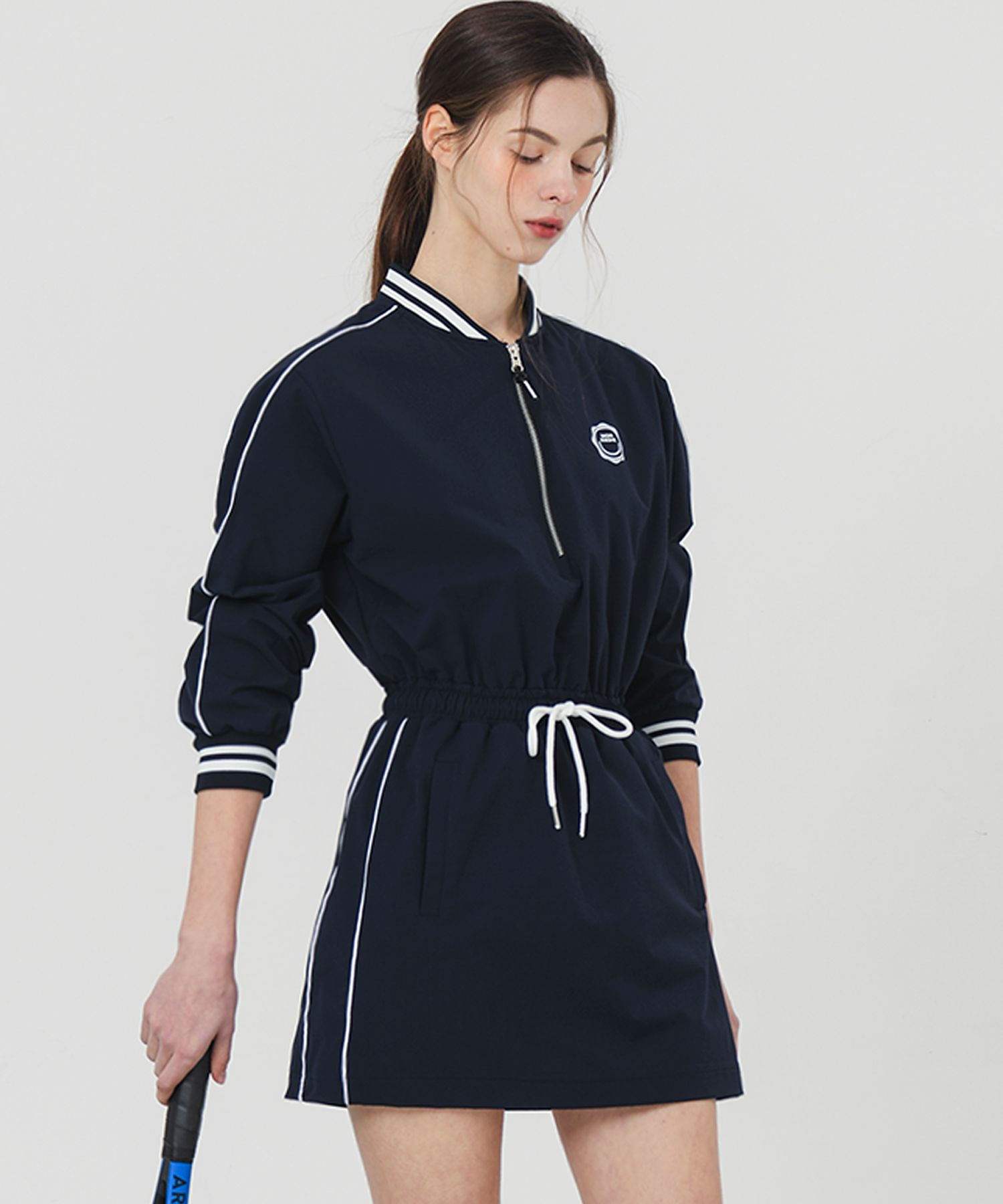 MUSINSA公式 | MONBIRDIE GOLF ナイロンハーフジップ長袖ワンピースNAVY