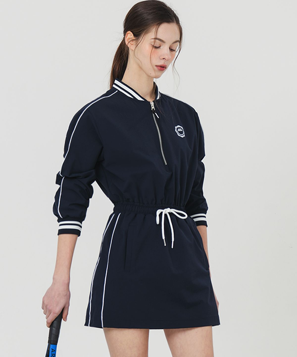 몽버디 골프(MONBIRDIE GOLF) 바람막이 나일론 하프집업 긴팔원피스 NAVY