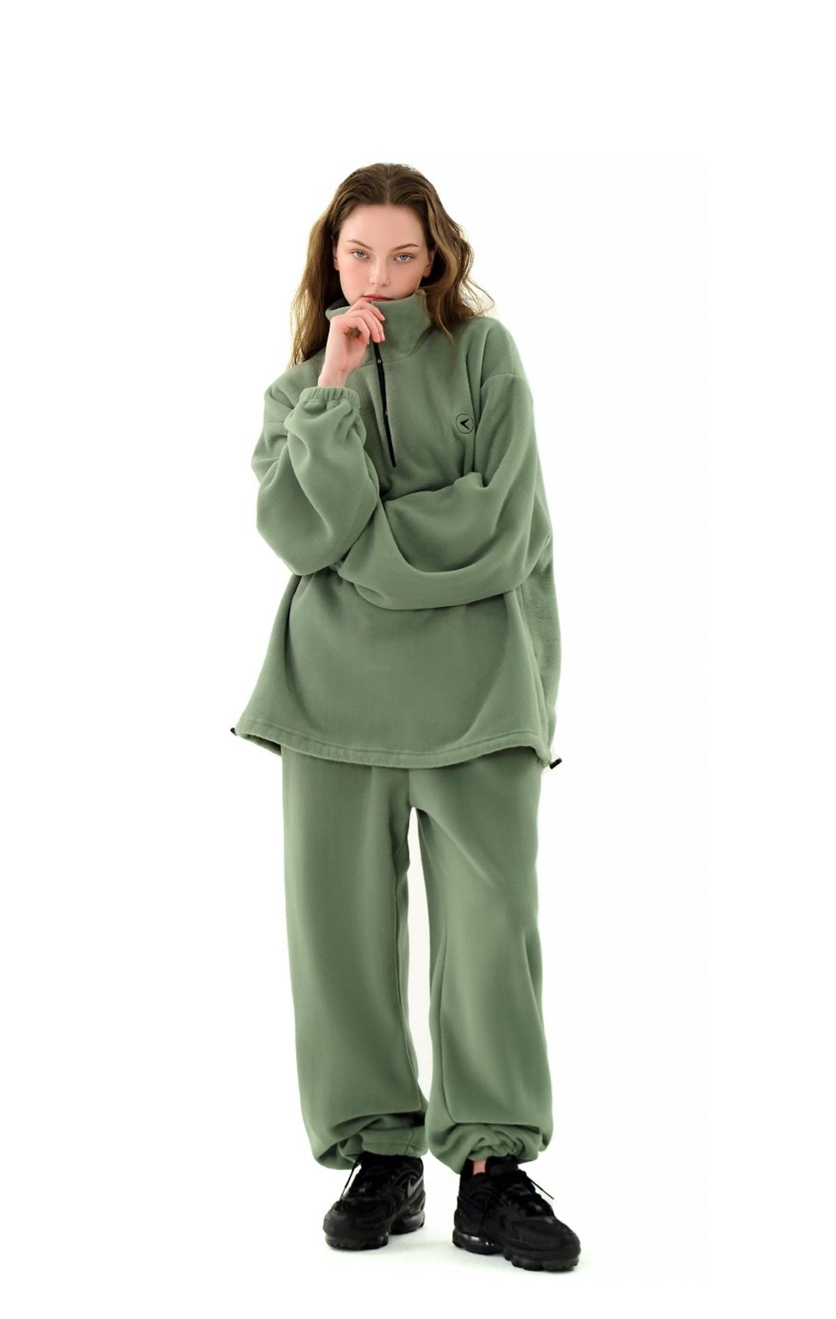인터레스트(INTEREST) LONG HALF ZIP UP_KHAKI