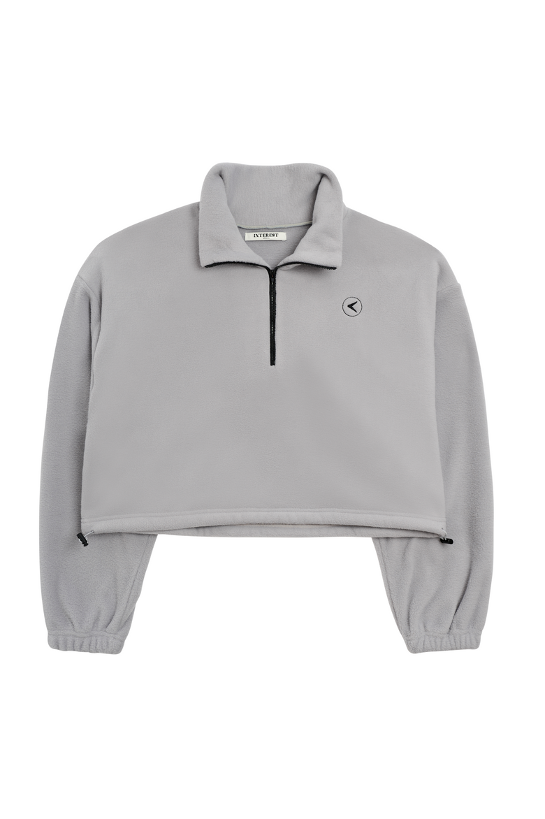 CROP HALF ZIP UP_GRAY
