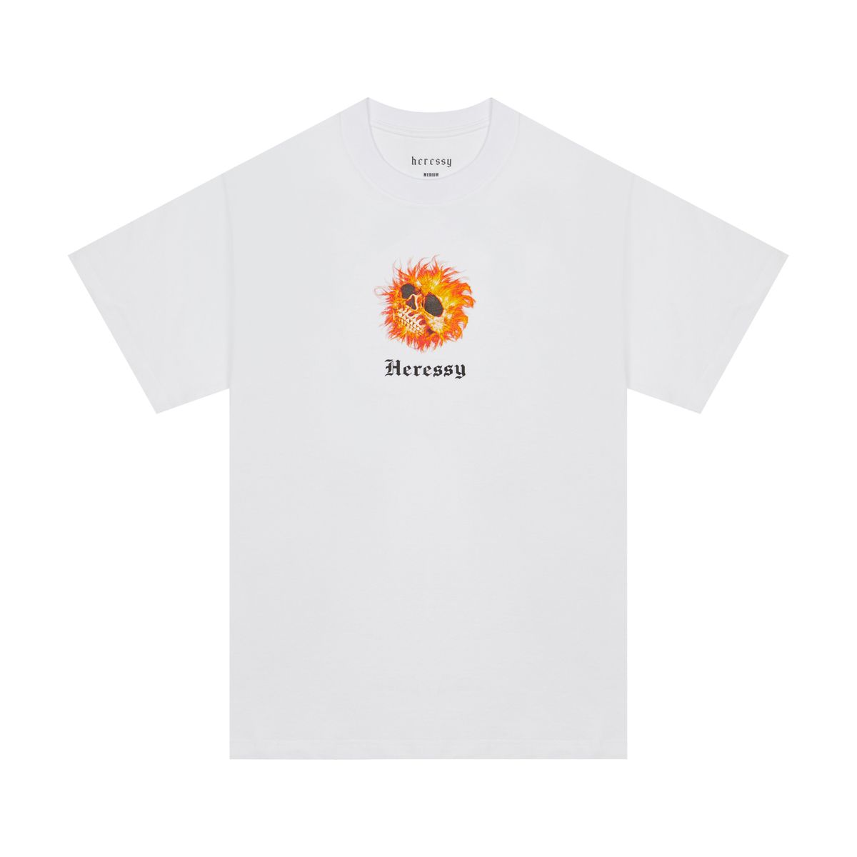헤레시(HERESSY) FLAME SKULL TEE WHITE