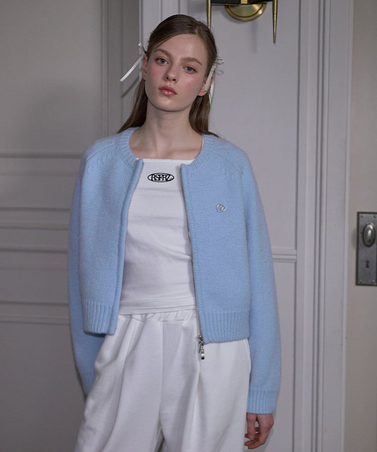 로제프란츠(ROSEFRANTZ) Two-way Knit Cardigan [Sky Blue]