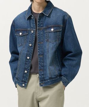 워시드 데님 트러커 자켓 (MID BLUE)