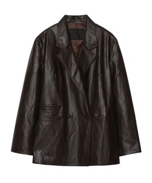 신세틱 레더 오버핏 자켓 [브라운]