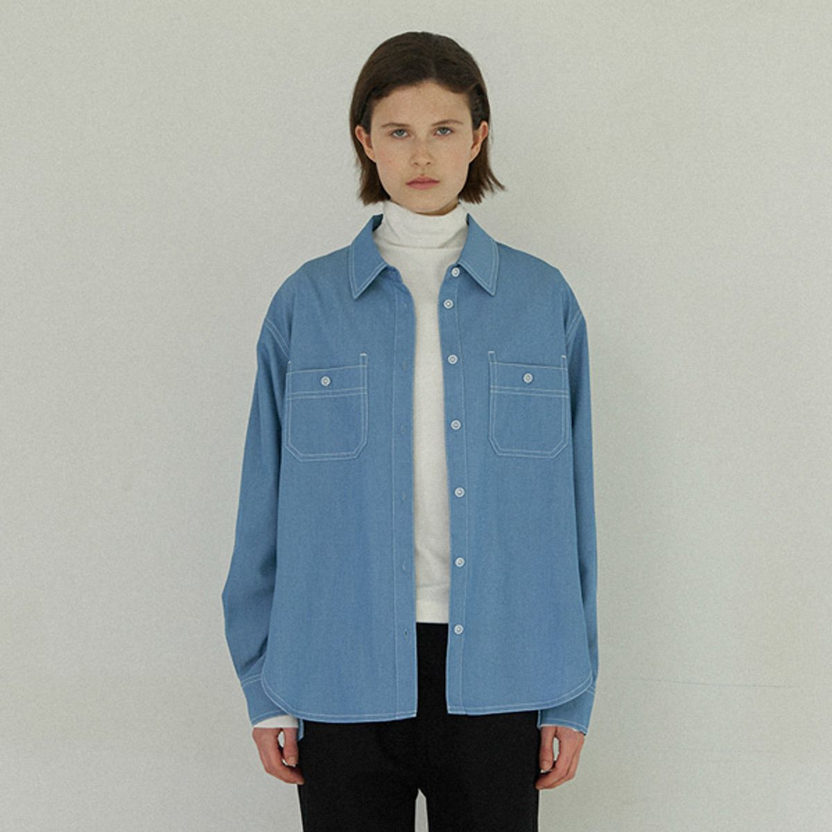 아틀리에 나인(ATELIER NAIN) OEN STITCH POINT OVERFIT SHIRT(BL-4185)