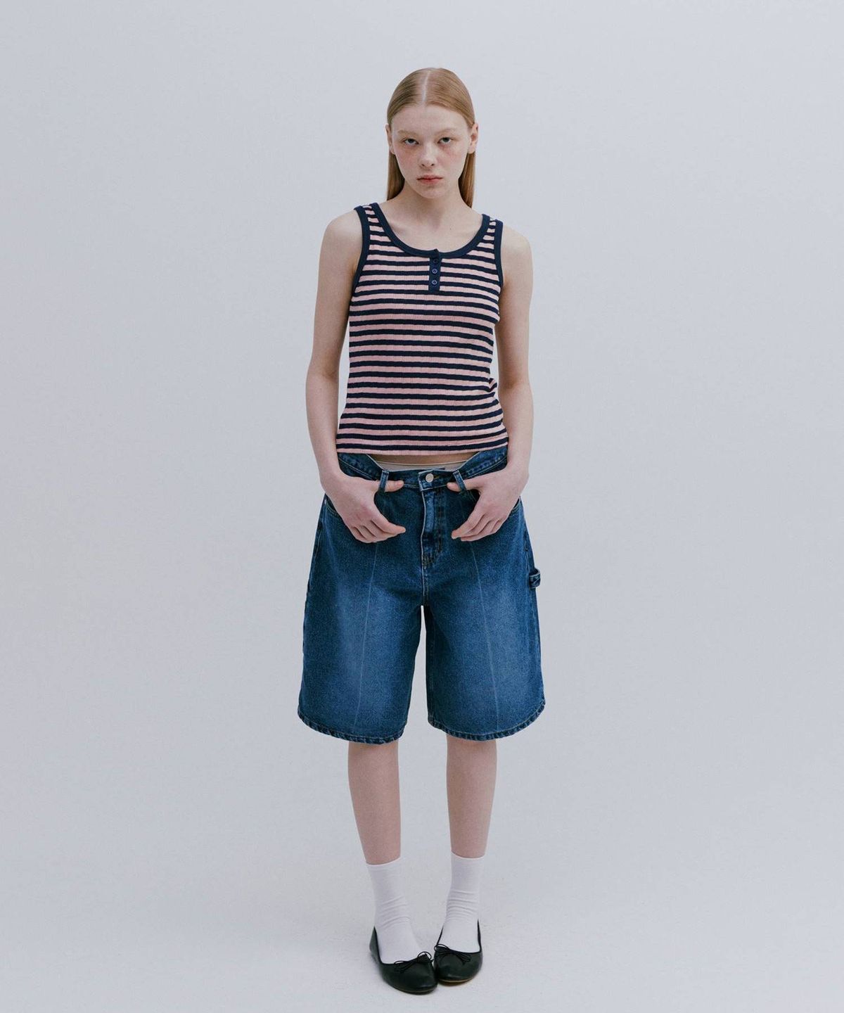 마이스(MAIS) BERMUDA DENIM CARPENTER PANTS / BLUE