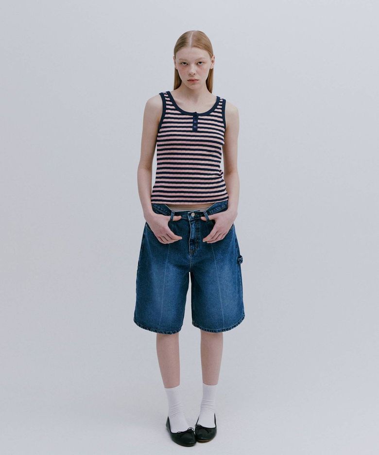 BERMUDA DENIM CARPENTER PANTS / BLUE