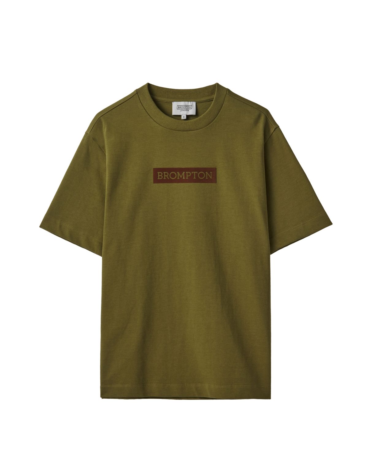 브롬톤 런던(BROMPTON LONDON) CHEST LOGO FLOCK T-SHIRT - OLIVE (P242UTS412)