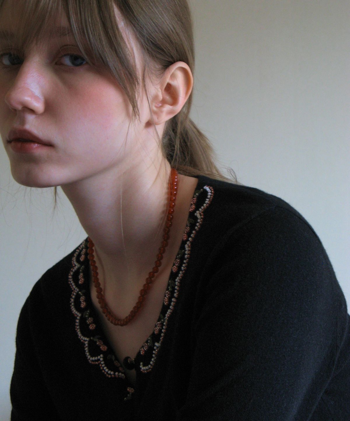시눈(SINOON) BEADS POINT CARDIGAN (BLACK)