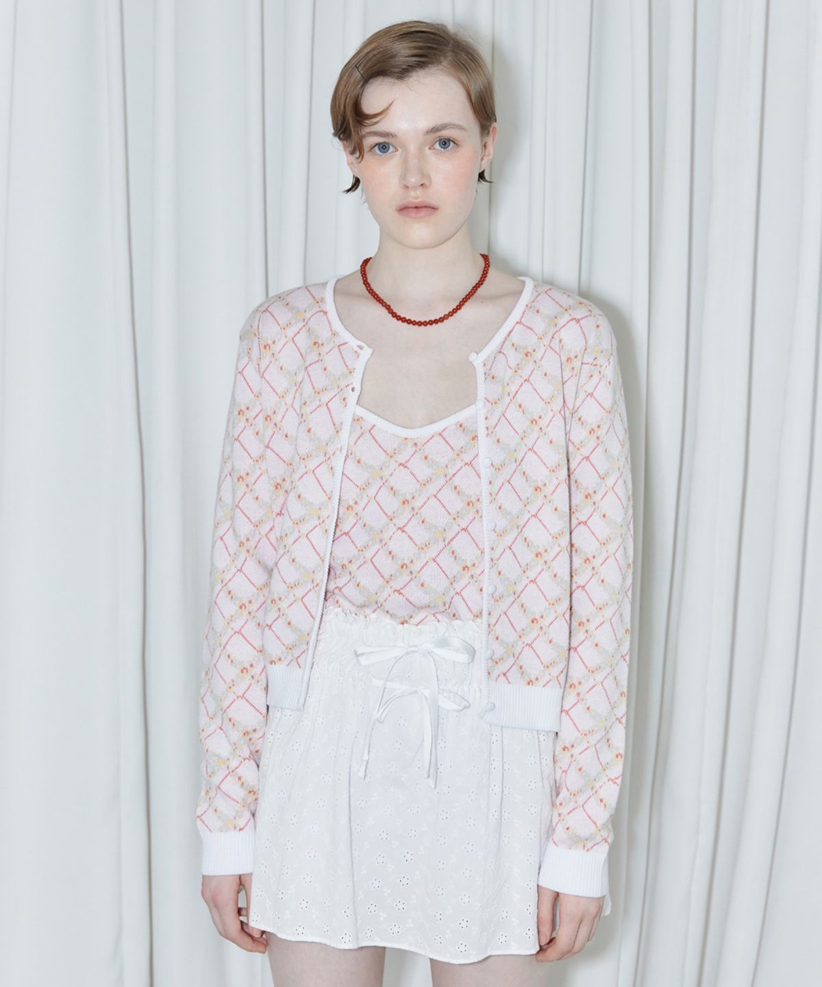 시눈(SINOON) FLOWER PATTERN CARDIGAN (OFF WHITE)
