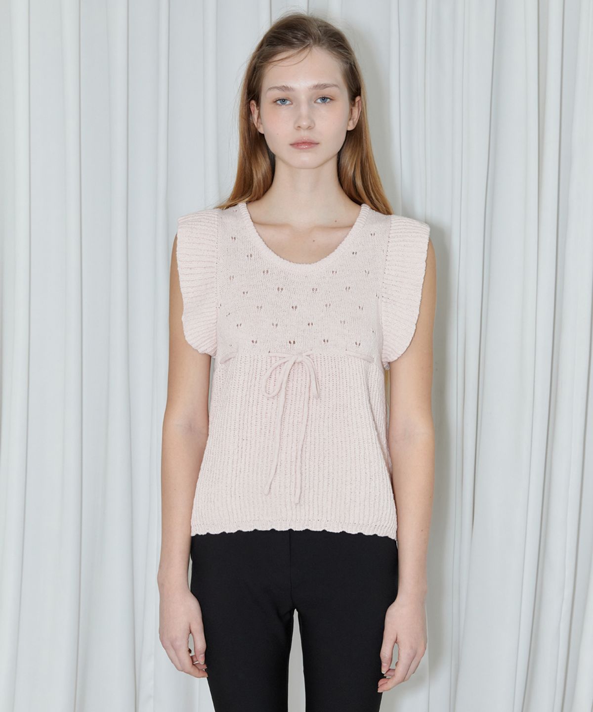 시눈(SINOON) PUNCHING RIBBED VEST (BABY PINK)