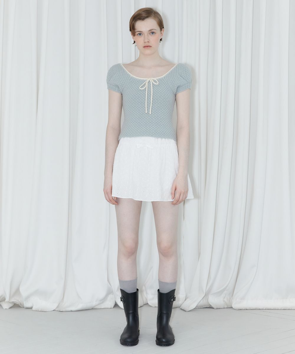 特価品セ MUSINSA BLUE) (LIGHT TOP KNIT HALF PUFF SINOON | トップス