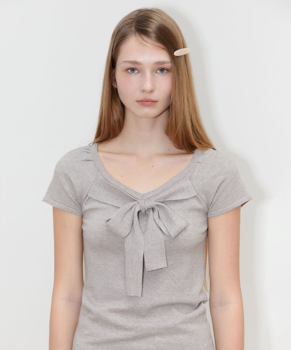 ★送料・関税込★sinoon★RIBBON TIE SLIM KNIT TOP★ MUSINSA公式 | SINOON RIBBON TIE SLIM KNIT TOP (GREY)