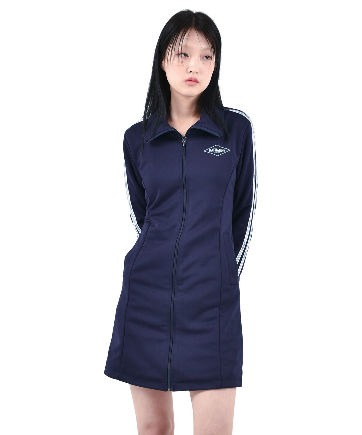 카타르시스(KATHARSIS) 스포티 트랙 져지 원피스 네이비 S M
