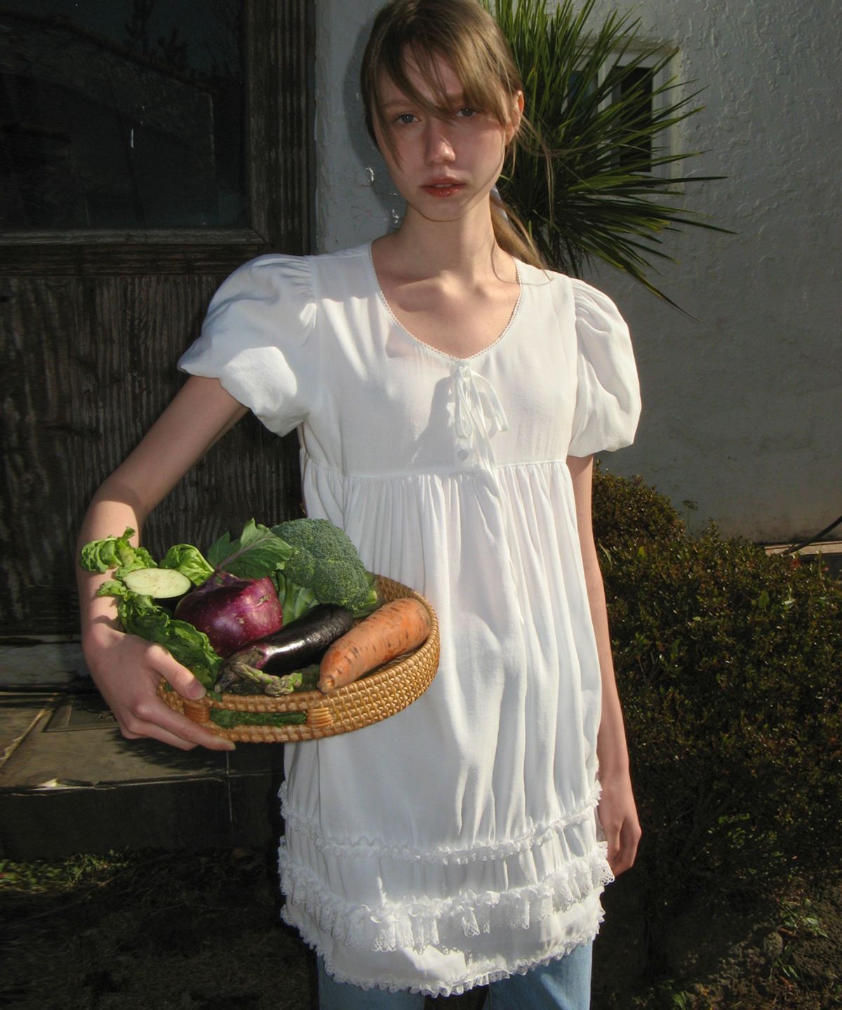시눈(SINOON) LACE PUFF DRESS (WHITE)