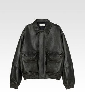 오버사이즈드 레더 블루종 블랙