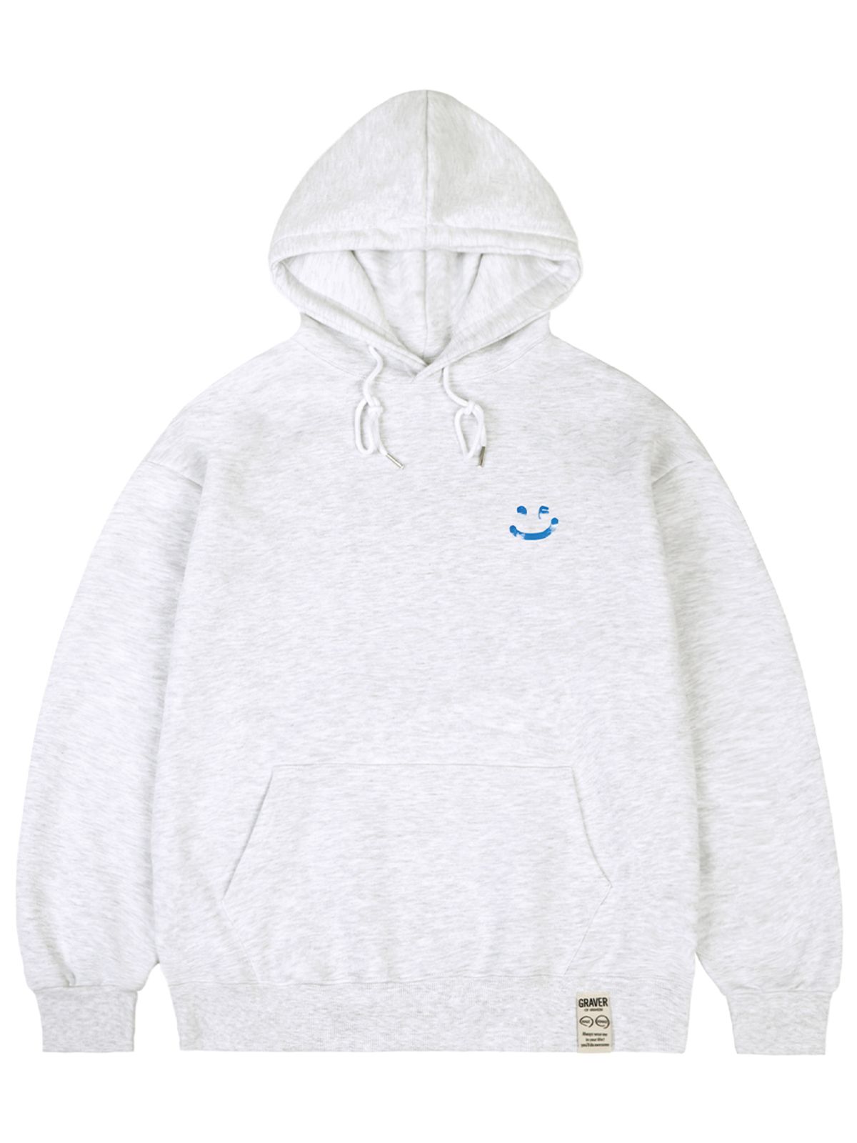 그레이버(GRAVER) [UNISEX]SKY 구름 드로잉스마일 후드티_멜란지화이트
