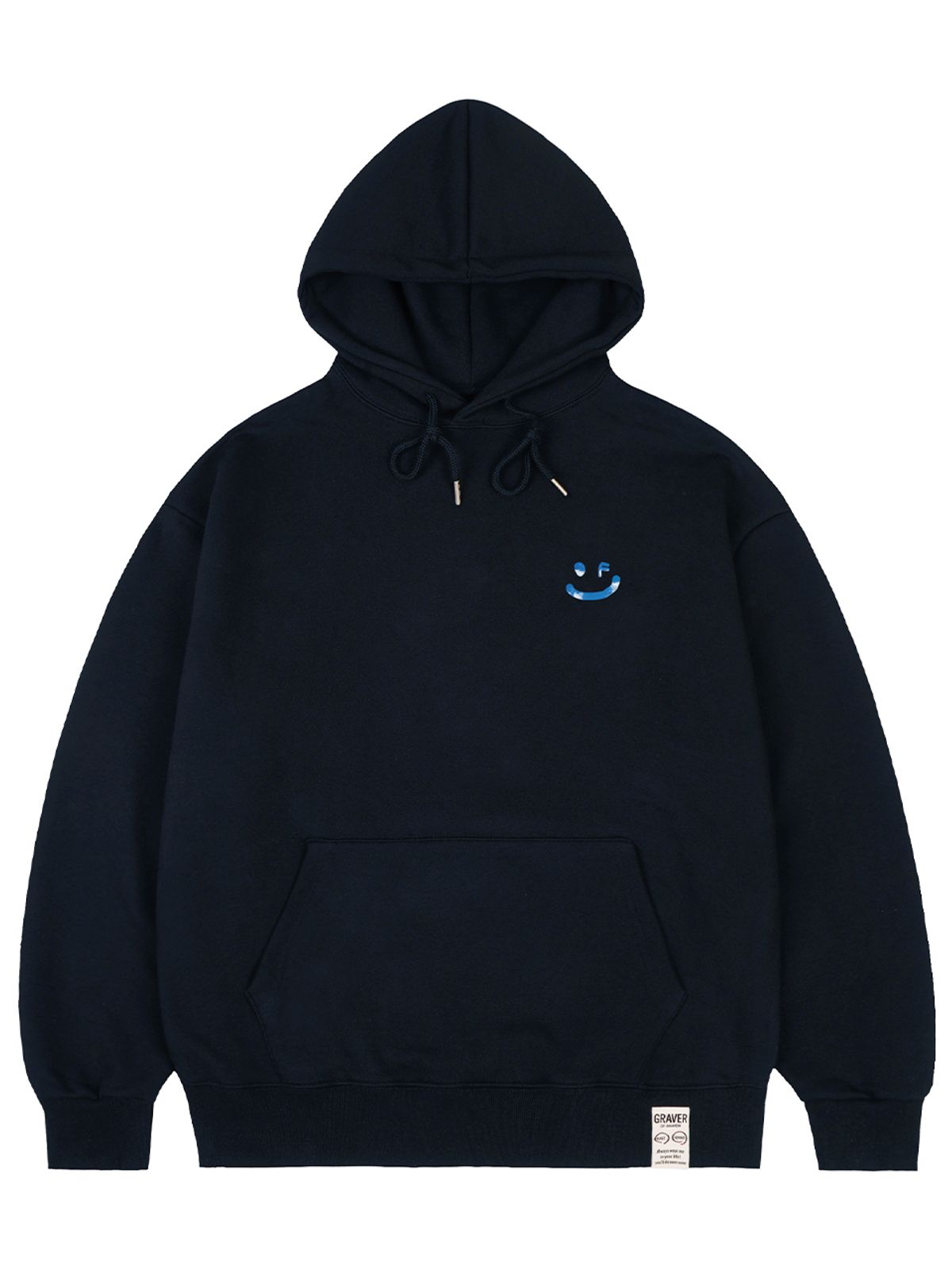 그레이버(GRAVER) [UNISEX]SKY 구름 드로잉스마일 후드티_네이비