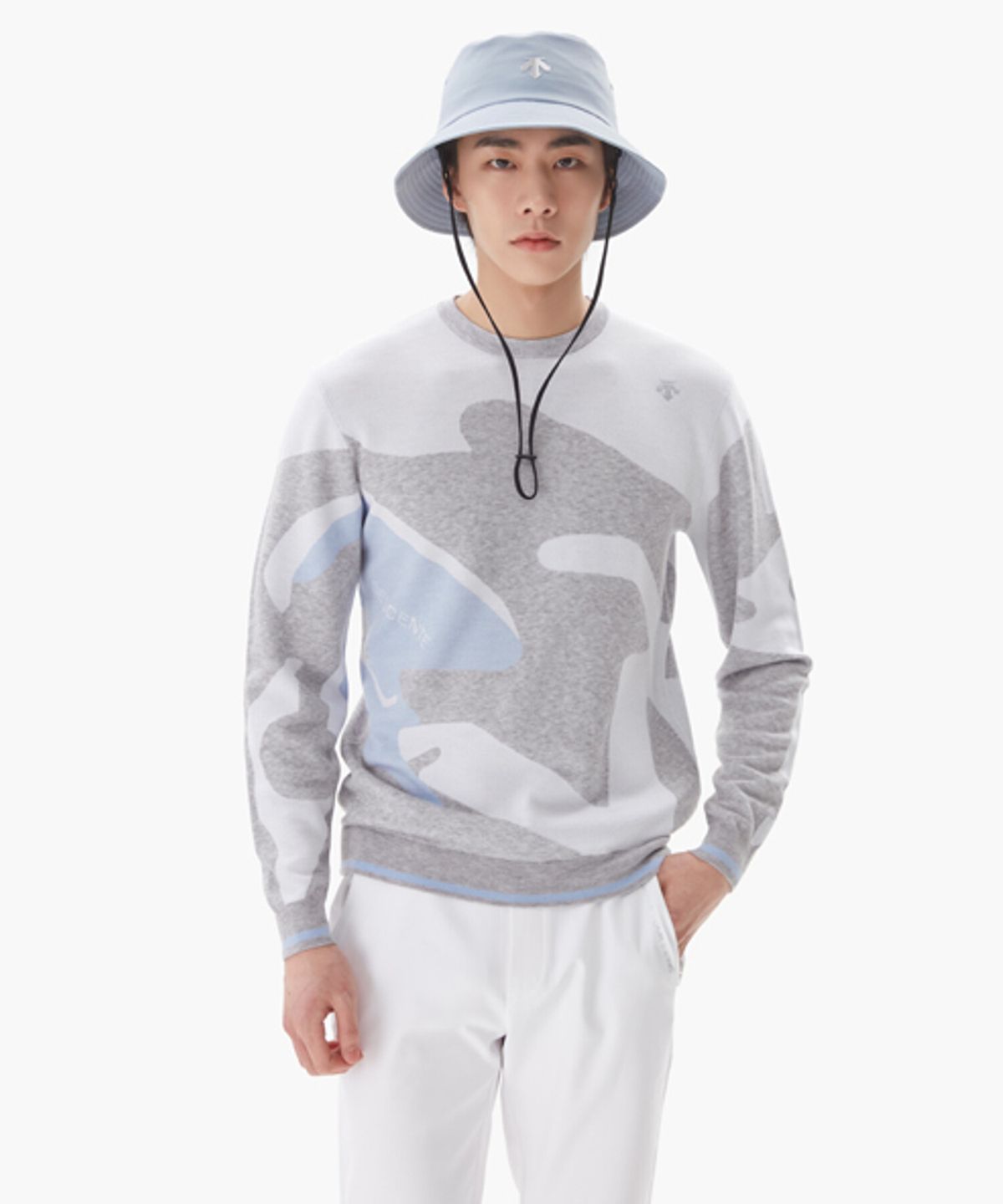 데상트 골프(DESCENTE GOLF) 남성 패턴 크루넥 풀오버 스웨터 (DP11MFKP22)