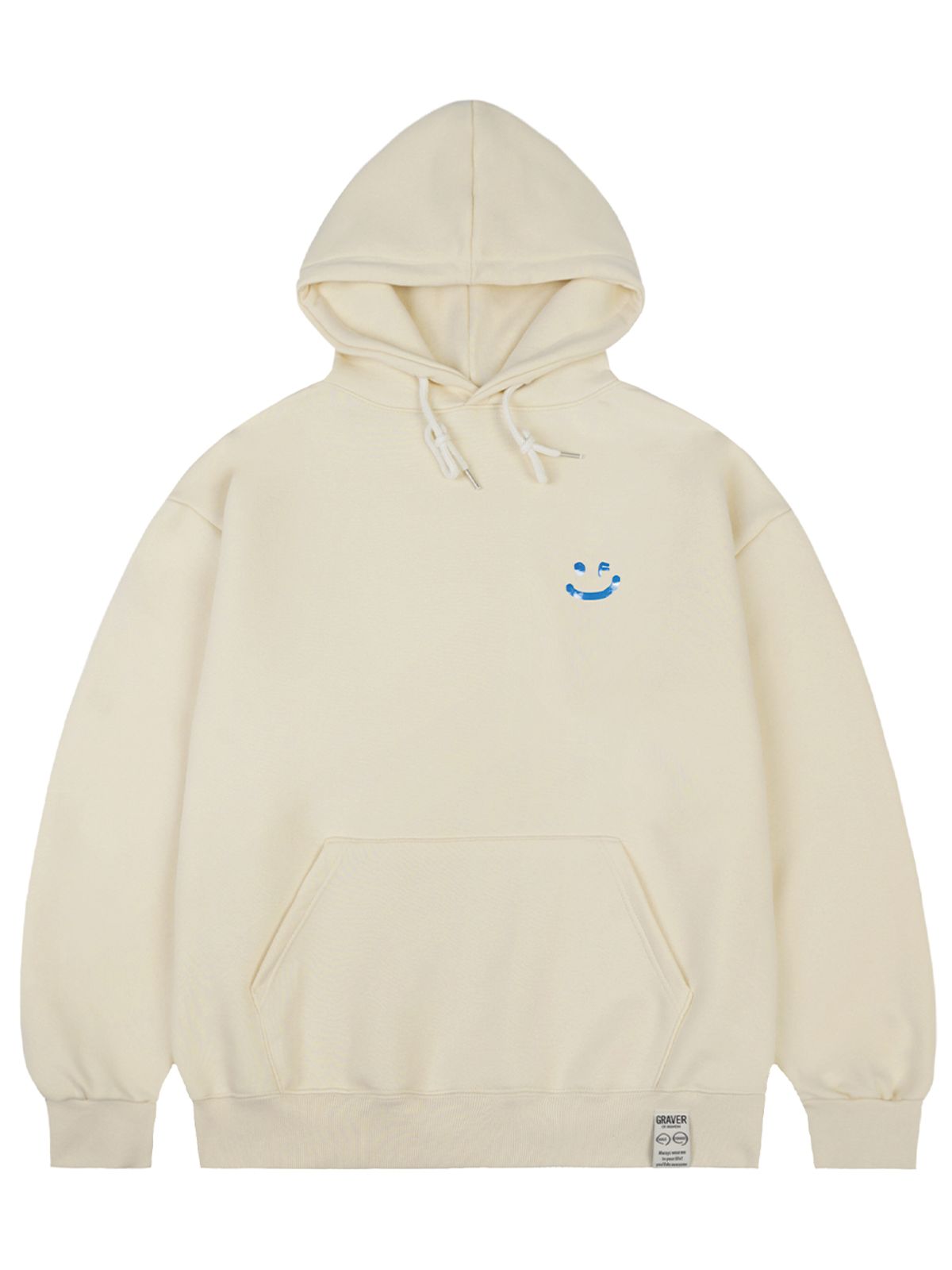그레이버(GRAVER) [UNISEX]SKY 구름 드로잉스마일 후드티_크림