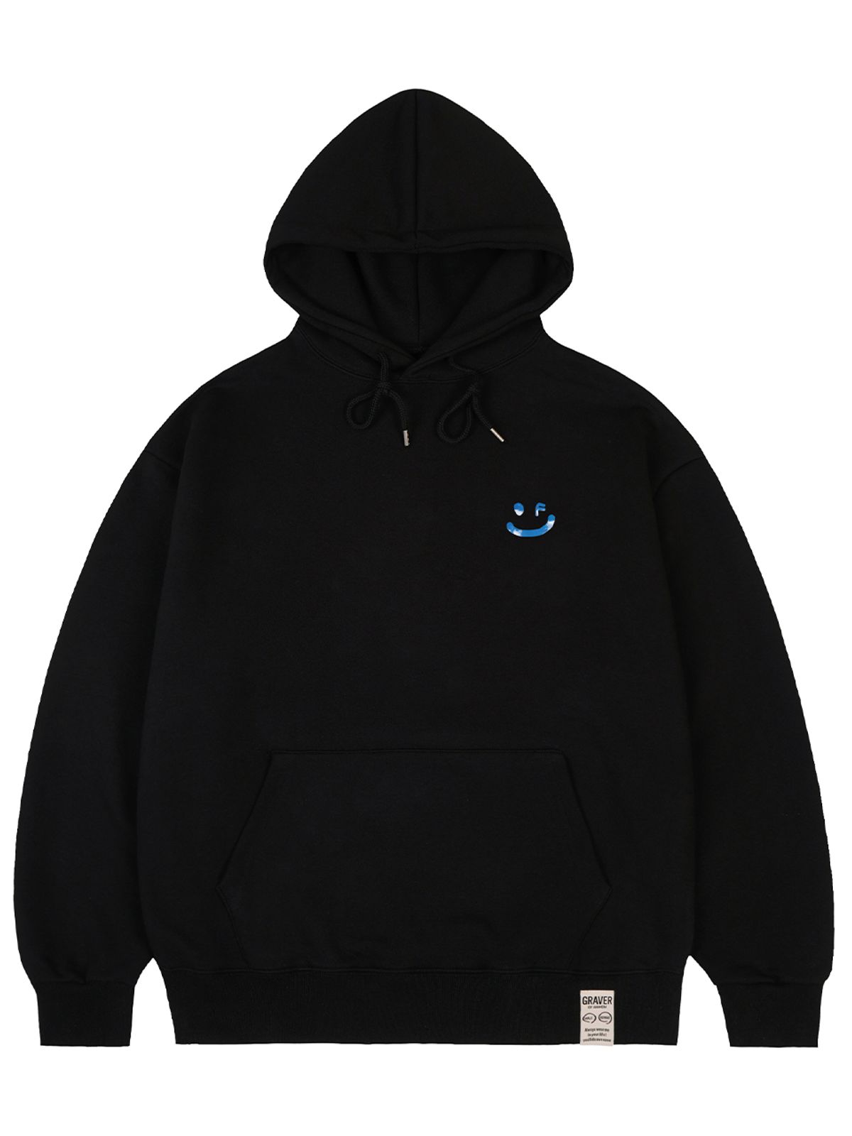 그레이버(GRAVER) [UNISEX]SKY 구름 드로잉스마일 후드티_블랙