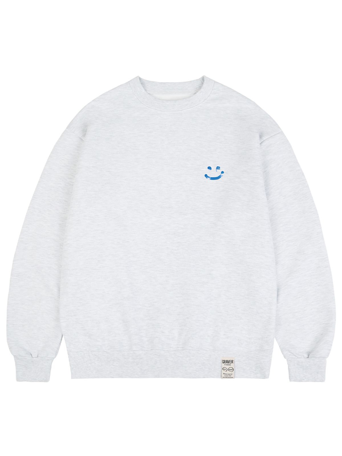 그레이버(GRAVER) [UNISEX]SKY 구름 드로잉스마일 맨투맨_멜란지화이트