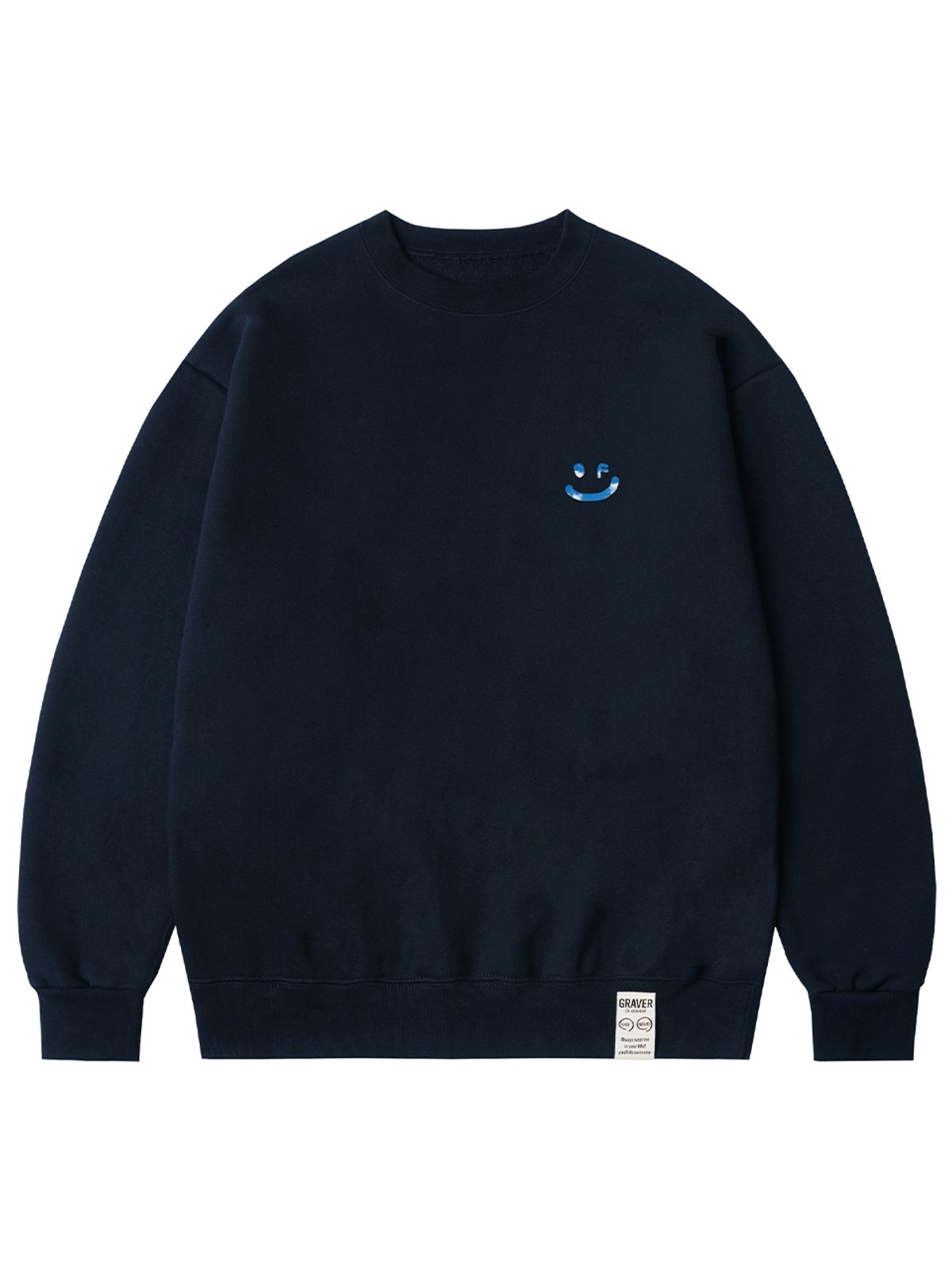 그레이버(GRAVER) [UNISEX]SKY 구름 드로잉스마일 맨투맨_네이비