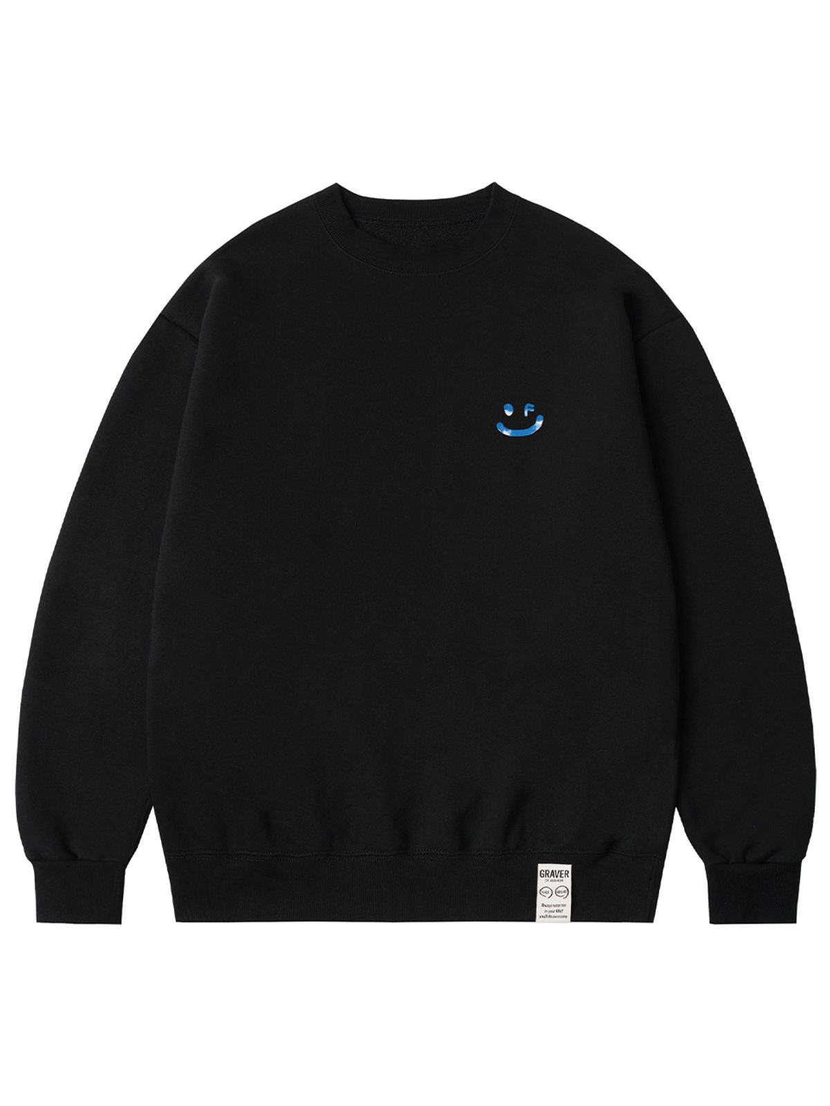 그레이버(GRAVER) [UNISEX]SKY 구름 드로잉스마일 맨투맨_블랙