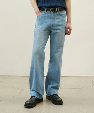 버티컬 와이드 데님팬츠 [블루]