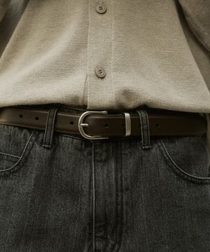 미니멀 리얼 레더 벨트 [브라운]