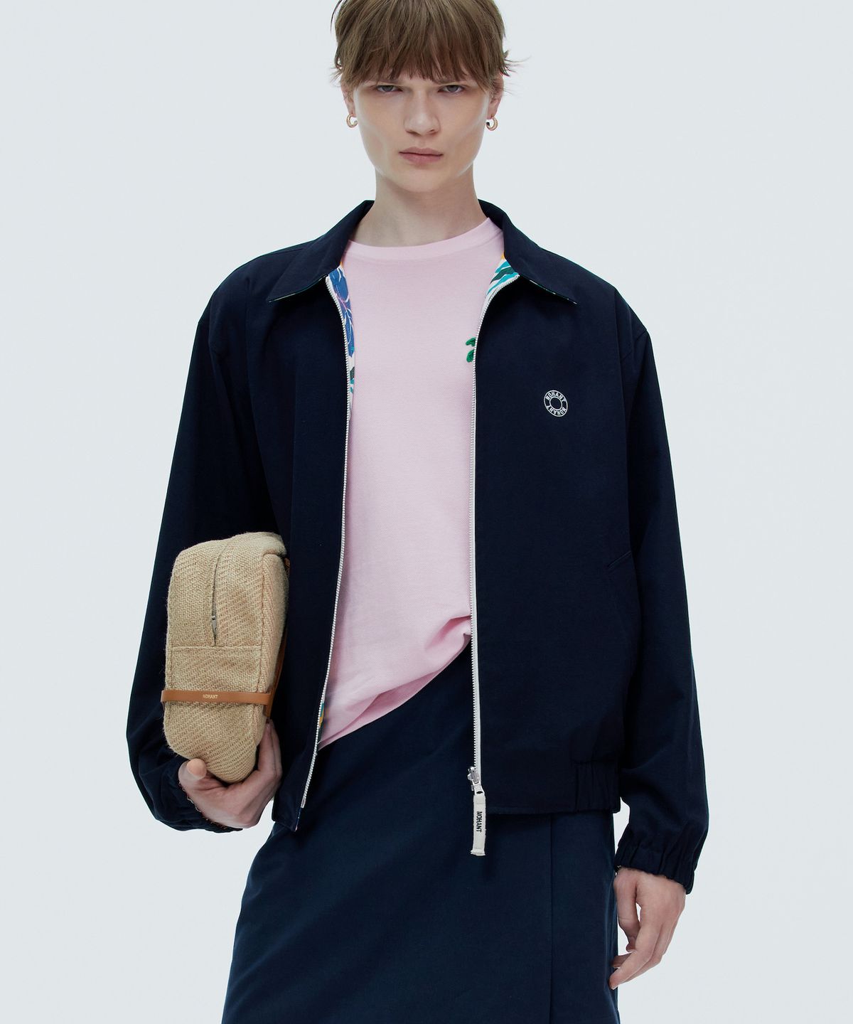 노앙(NOHANT) COTTON REVERSIBLE TROPICAL SINGLE JACKET NAVY/TROPICAL