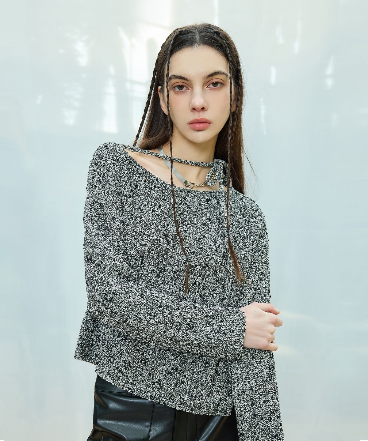 라티젠(LARTIGENT) L9 MIX OPEN KNIT(BLACK)