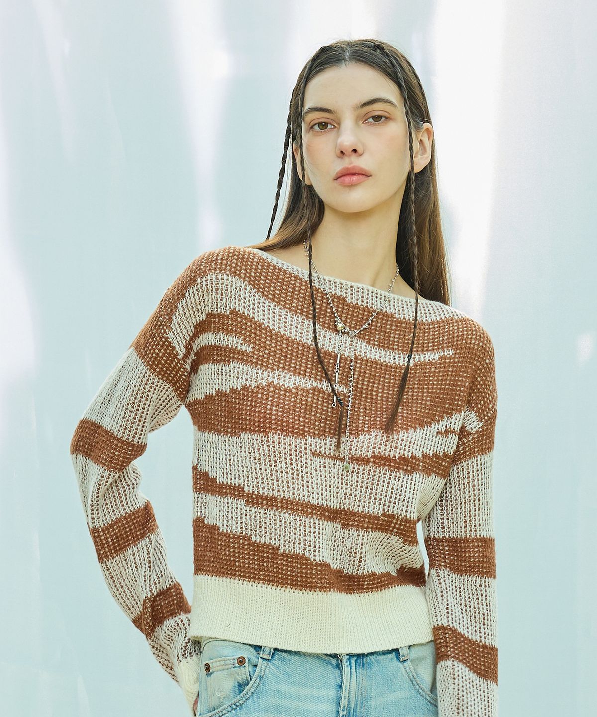 라티젠(LARTIGENT) L9 ZEBRA COLOR KNIT(BROWN)