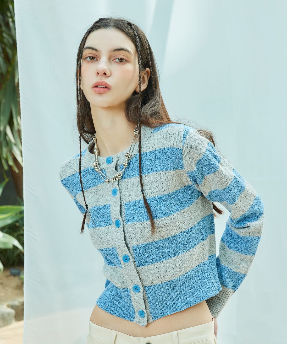 라티젠(LARTIGENT) L9 BOUCLE CARDIGAN(LIGHT BLUE)
