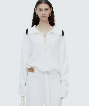 MARINE LACE-UP KNIT WHITE
