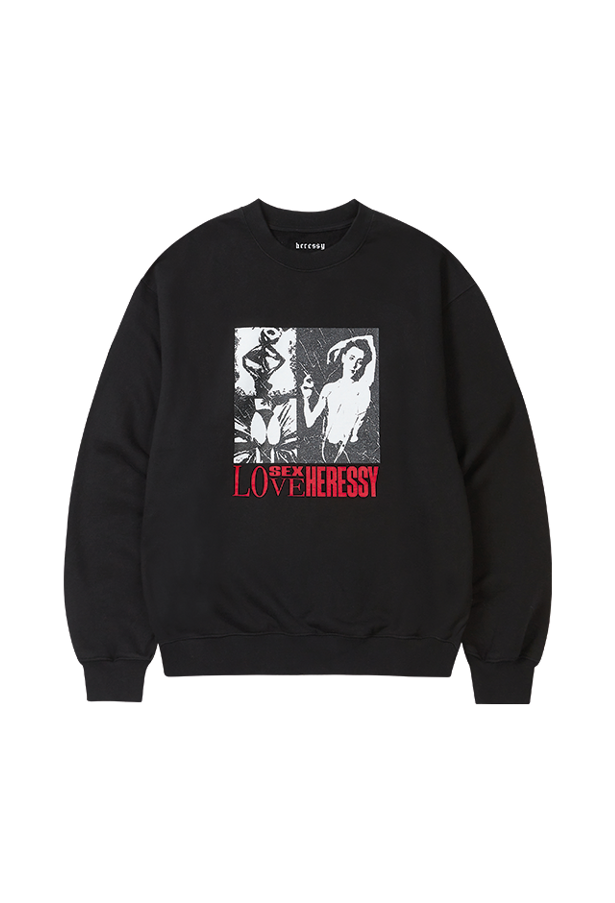 헤레시(HERESSY) LOVE,SEX,HERESSY CREWNECK BLACK