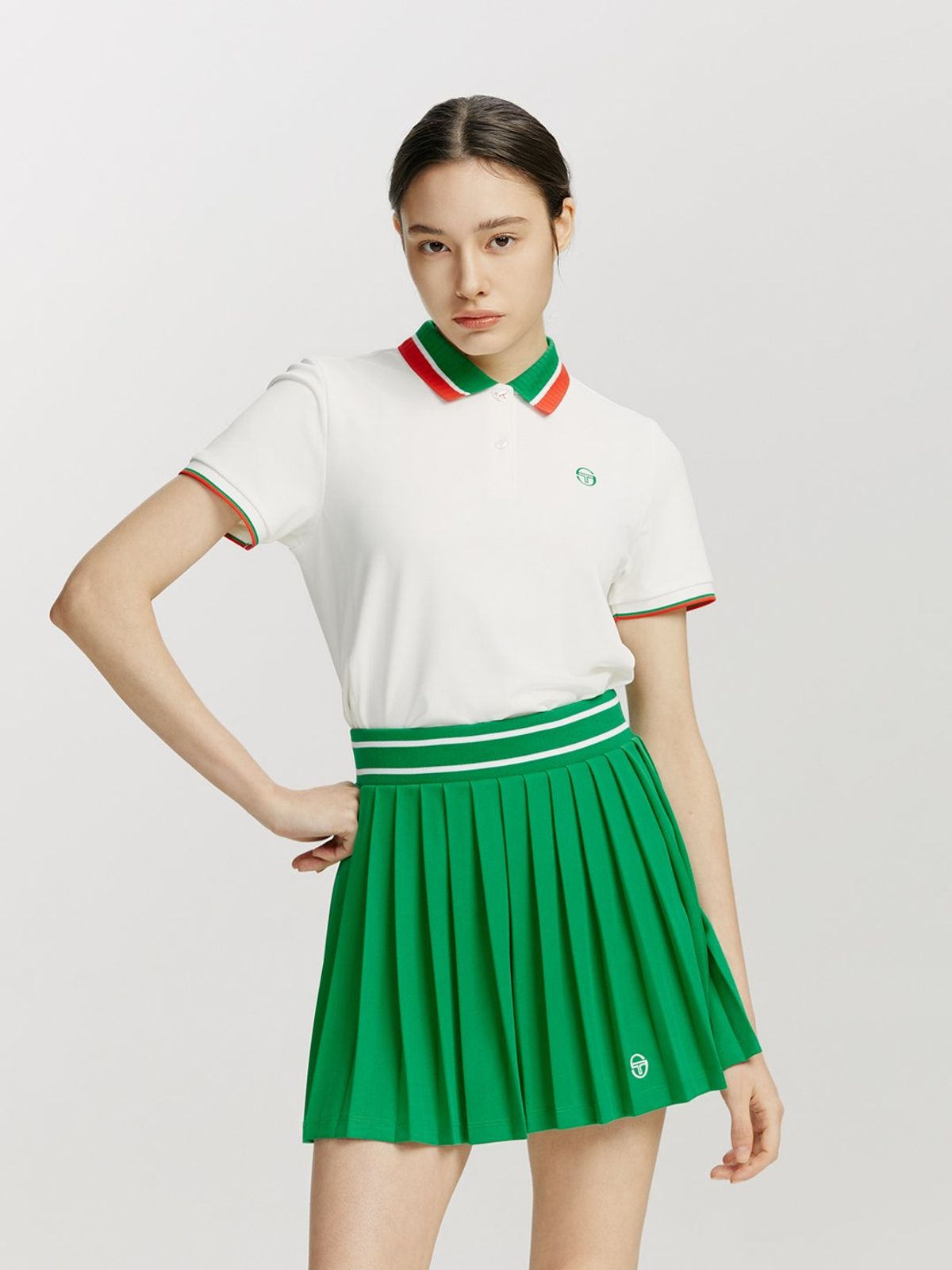 세르지오 타키니(SERGIO TACCHINI) W 플래그 반팔 폴로 셔츠 (White)