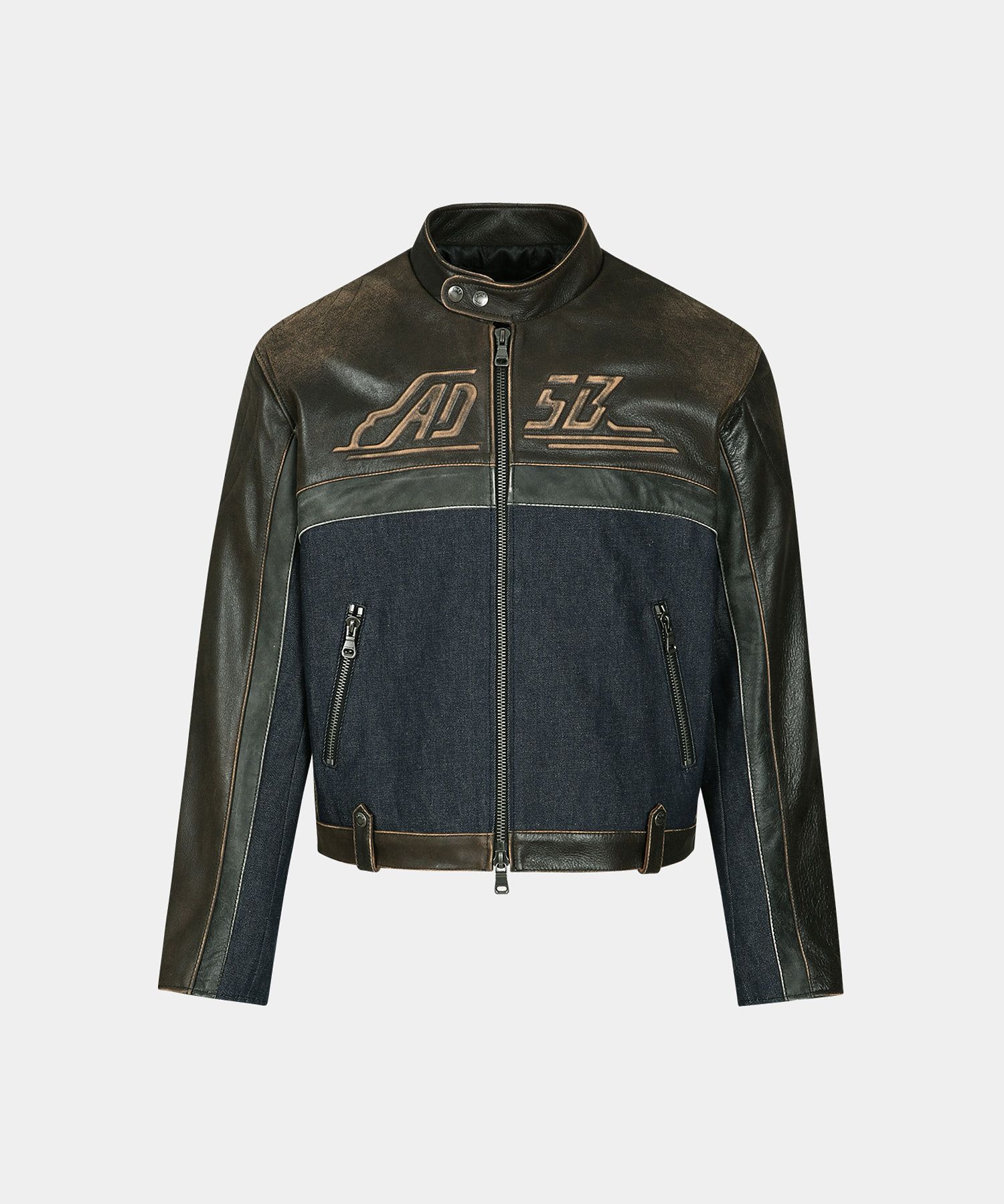MUSINSA | ANDERSSON BELL 24 Racing leather jacket awa591m(BROWN)