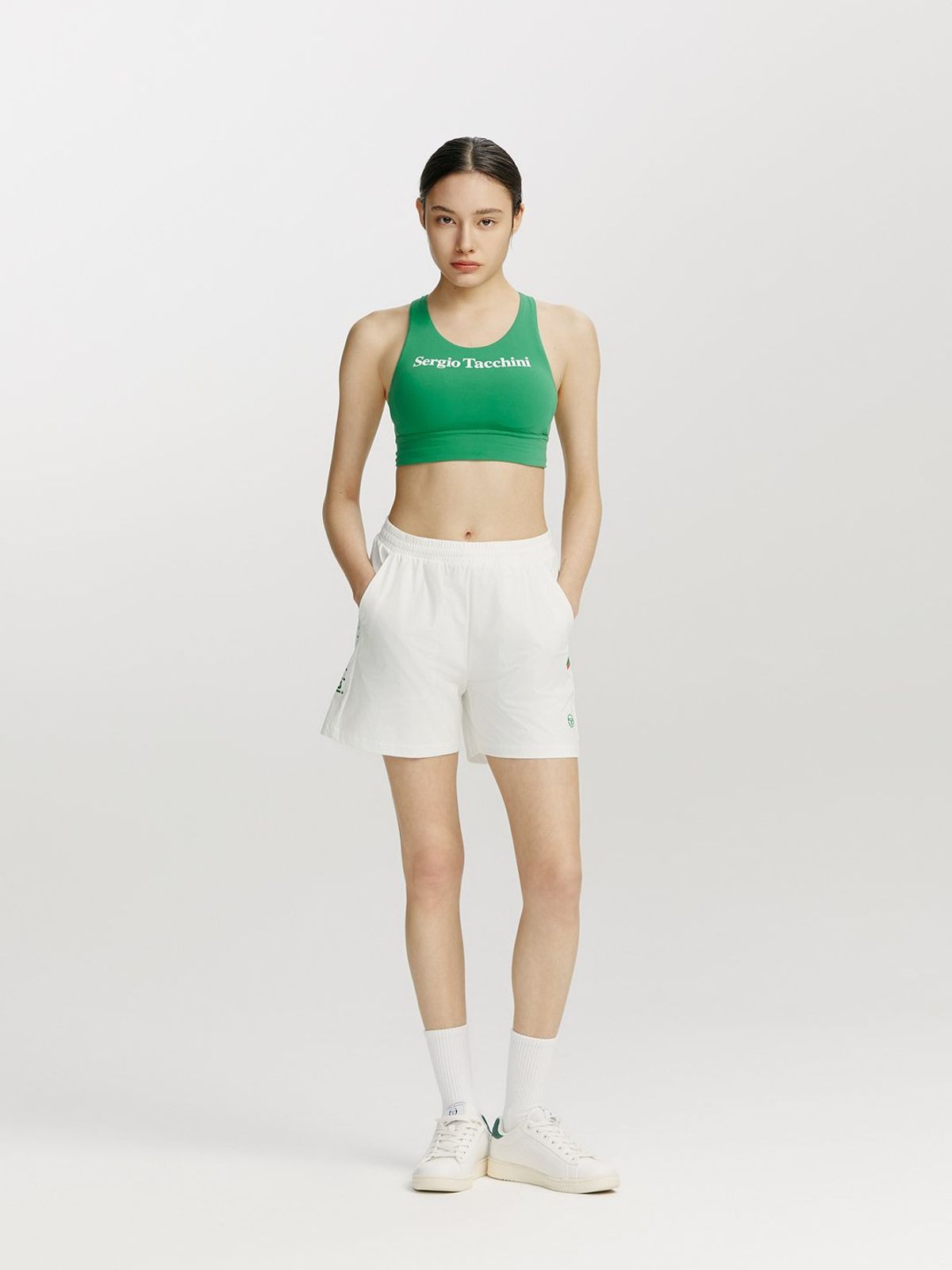 세르지오 타키니(SERGIO TACCHINI) W 플래그 우븐 숏팬츠 (White)