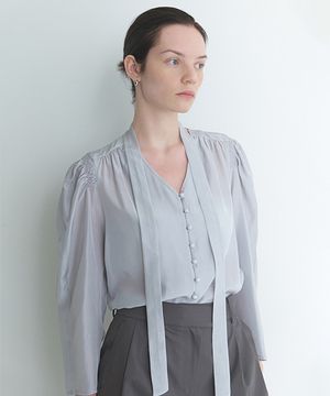 퍼프 슬리브 타이 블라우스 NEW5XB285