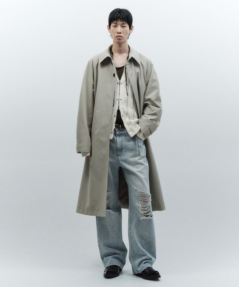 피그먼트 워시드 발마칸 코트 GREY BEIGE