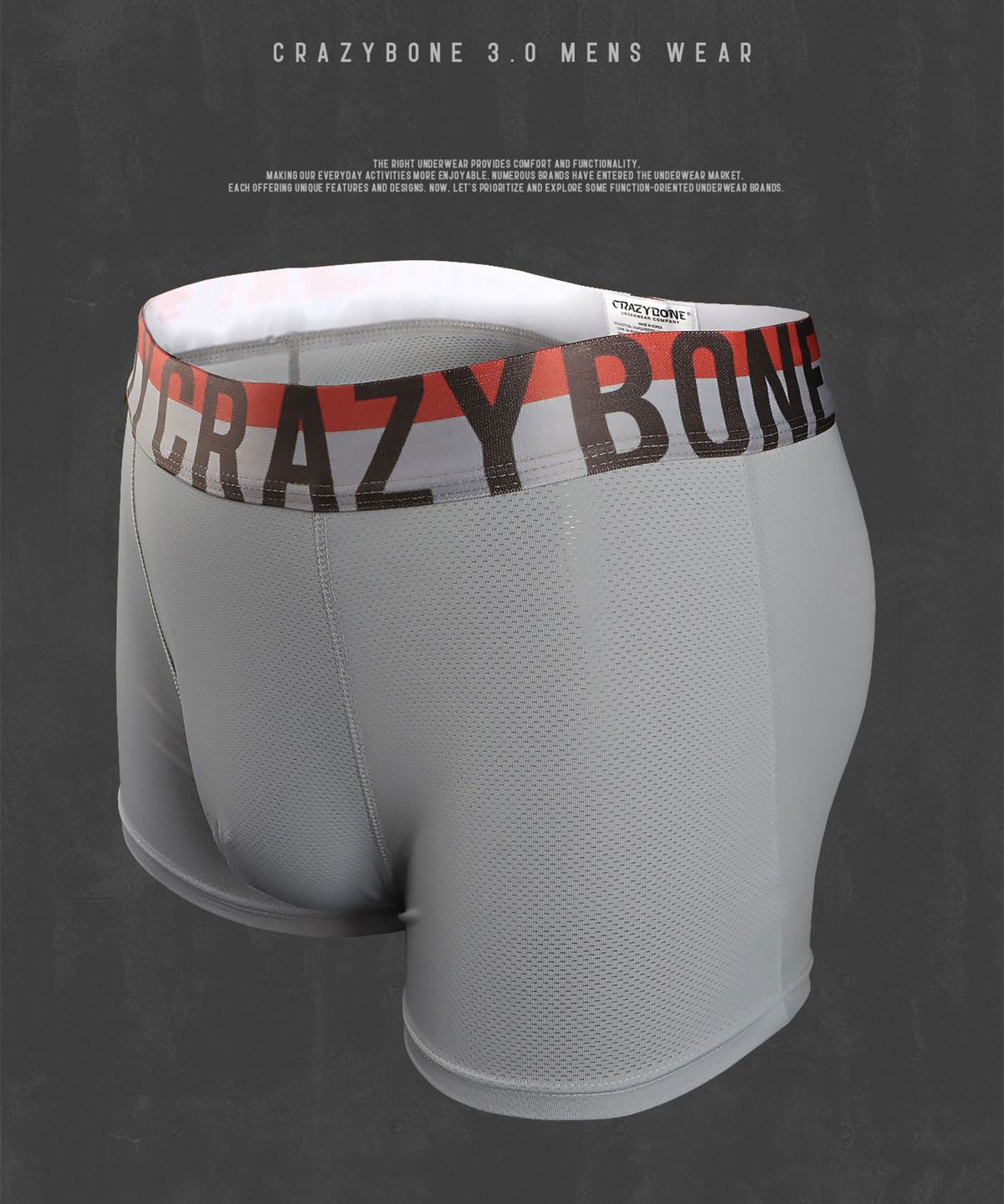 크레이지본(CRAZYBONE) 3.0 BOXER-BRIEF - 3.0 AF GREY