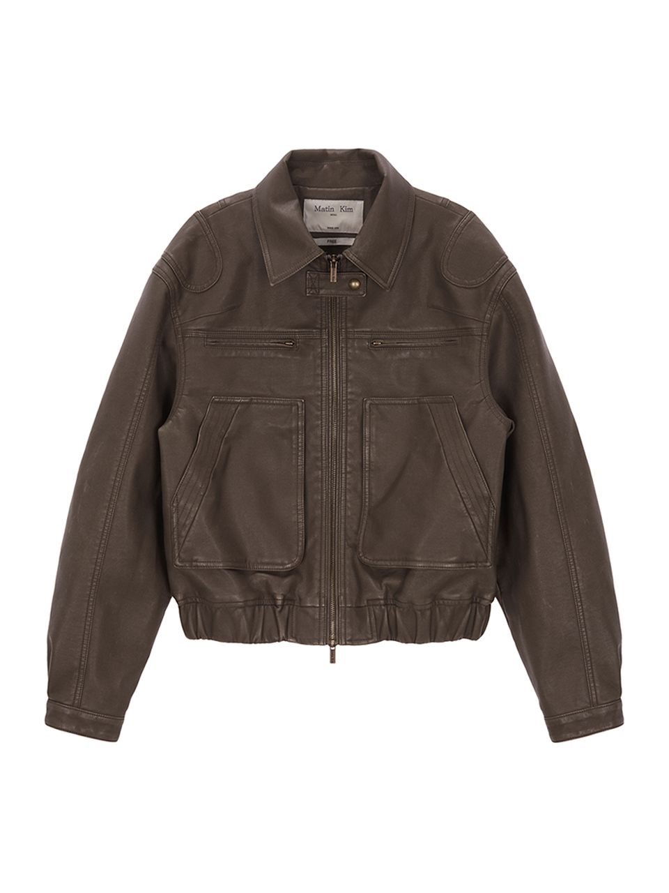 MUSINSA | MATIN KIM BIG POCKET FAUX LEATHER BOMBER JUMPER FOR 