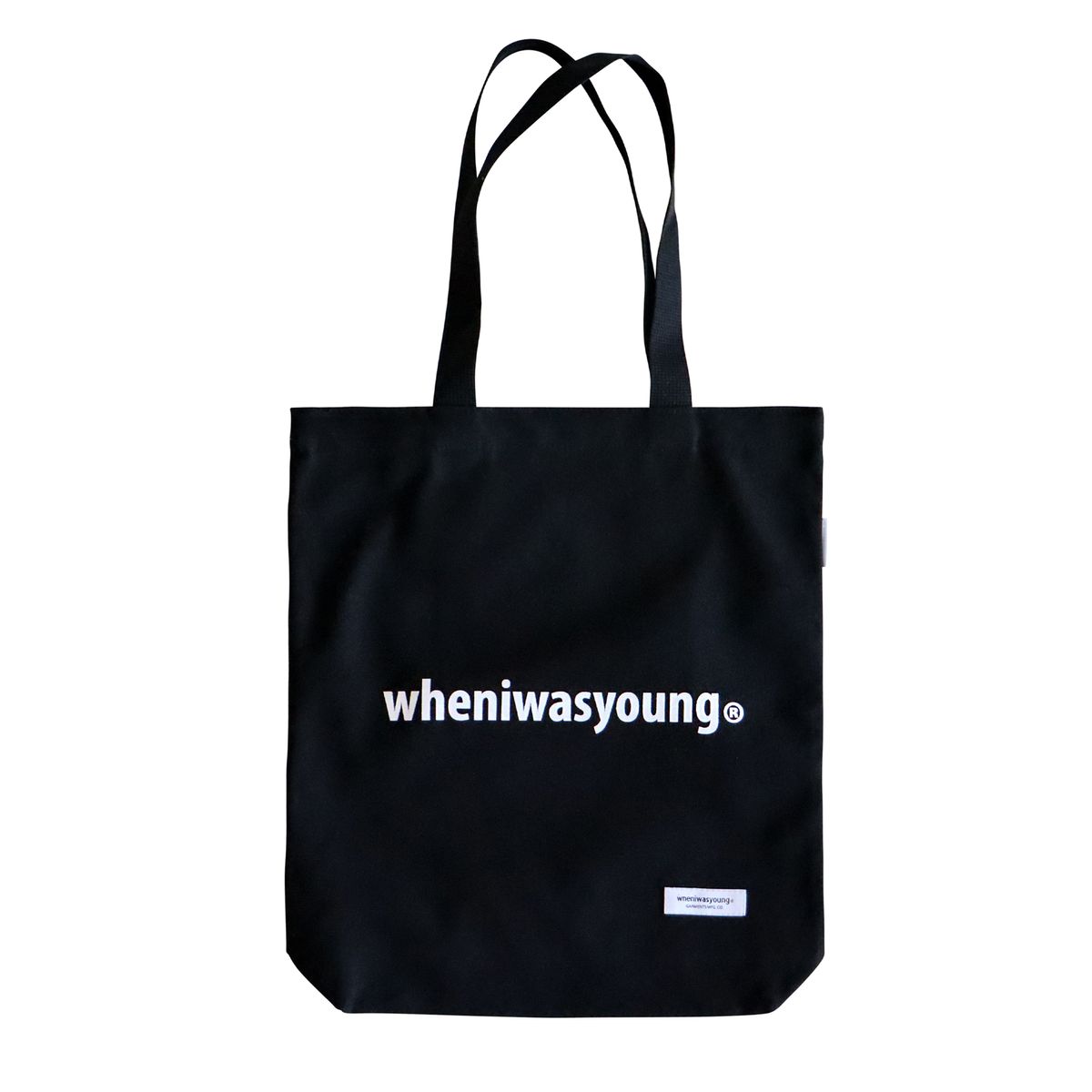 웬아이워즈영(WHENIWASYOUNG) 시그니처 로고 에코백 (블랙)